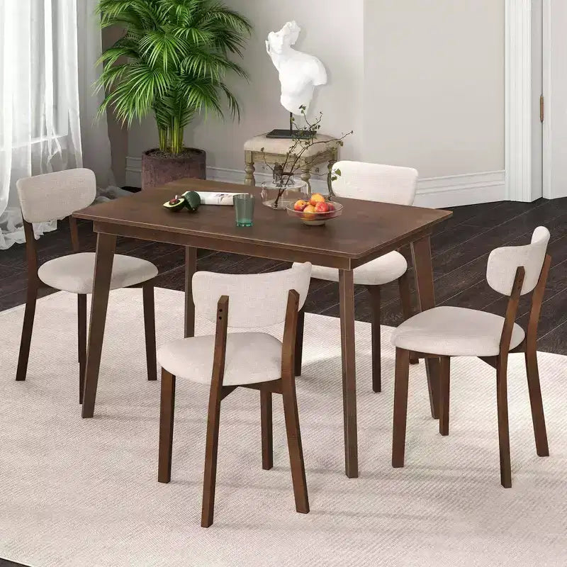 Costway 5-teiliges Esszimmerset für 4 Personen, rustikaler Holztisch & 4 gepolsterte Stühle