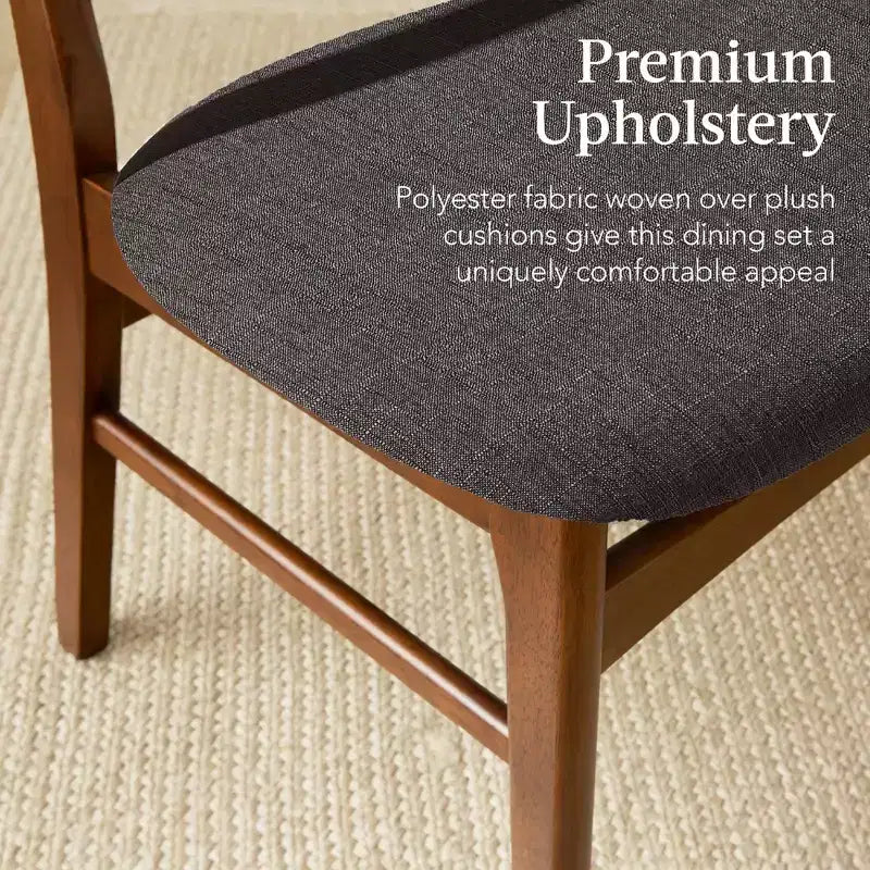 Best Choice Products 7-teiliges Mid-Century Modern Esszimmer-Set, Holztisch mit 6 gepolsterten Stühlen