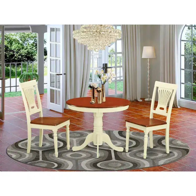 HomeStock Küchen-Essgruppe, runder Tisch mit 2 Stühlen, moderner Stil