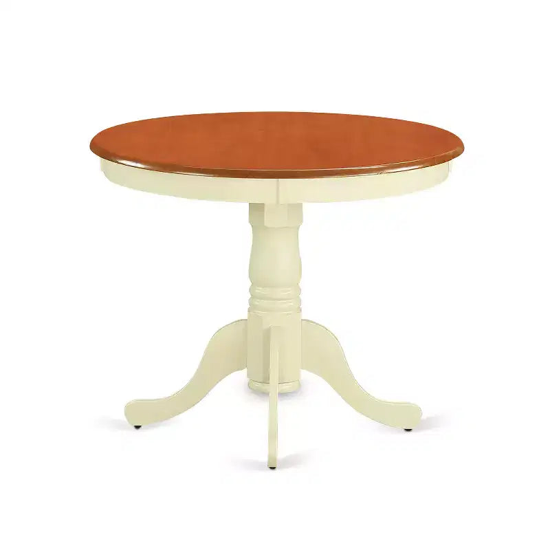 HomeStock ANCL3 Runder Tisch (36 Zoll) und 2-Stühle-Set, Buttermilch-Kirschbaum