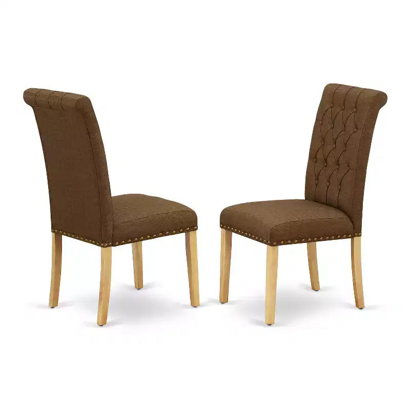 HomeStock 5-teiliges Esszimmer-Set aus Eiche mit Leinenstoff