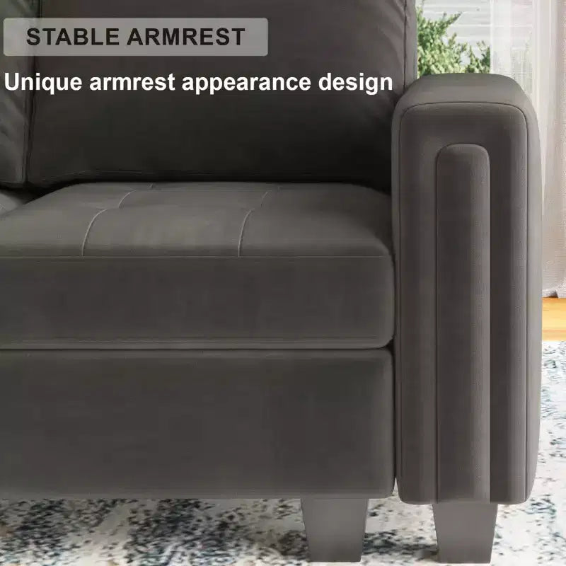 Belffin Modulares L-förmiges Samtsofa mit Tufting und Stauraum-Ottomane, 6-Sitzer