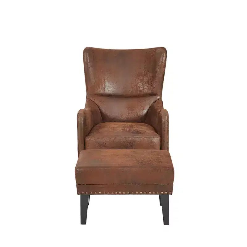 Christopher Knight Home Morgan Vintage Lounge-Sessel mit hoher Rückenlehne und Fußhocker im Used-Look