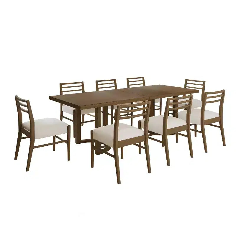 Christopher Knight Home Candice Modernes 9-teiliges Esszimmer-Set aus Kautschukholz mit Polsterung