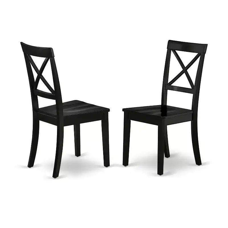 HomeStock Belmont 5-teiliges Set, rechteckiger Tisch 42/60 Zoll mit 18-Zoll-Butterfly-Einlegeplatte zum Verstauen und vier Esszimmerstühlen mit Holzsitzen, Schwarz