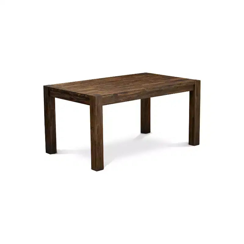 HomeStock Belmont 7-teiliges Esszimmerset, rechteckiger Tisch und 6 Parson-Stühle mit beigefarbenem Leinenbezug, Oberfläche in antikem Jacobean-Finish