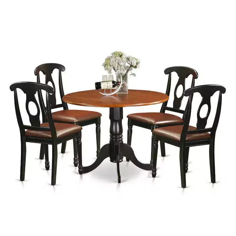 HomeStock Belmont Esszimmer-Set – kleiner Esstisch und Esszimmerstühle, mit Klappflügeln, Buttermilch und Kirschbaum
