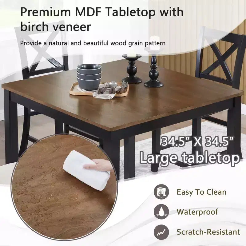 GDFStudio Callan 5-teiliges Essgruppen-Set im Landhausstil, Thekenhöhe, mit Polsterstühlen