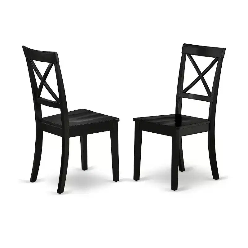 HomeStock 5-teiliges Esszimmer-Set, rechteckig, schwarzes Finish, Massivholz-Tischplatte mit Schmetterlingsauszug – für 4 Personen