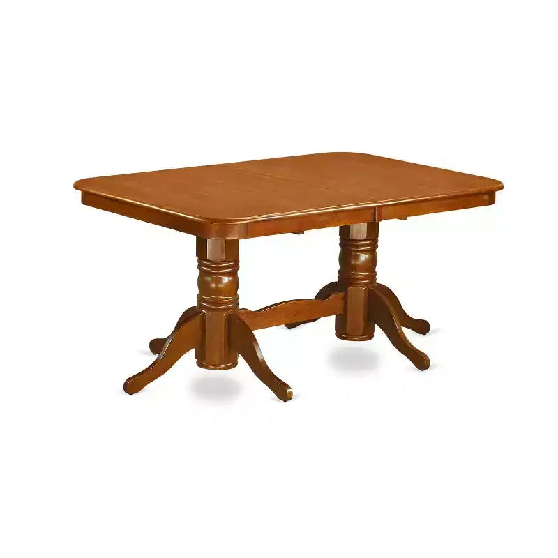7-teiliges Esszimmer-Set – Holztisch & Leinenstühle – 102 x 198 cm rechteckig