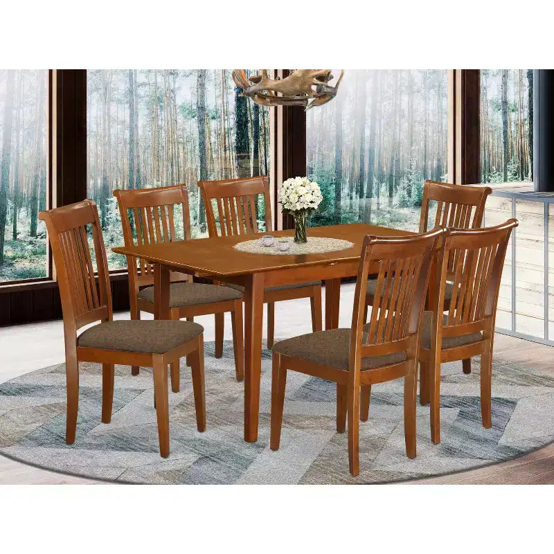 Nordic Kitchen Esstisch-Set mit Stühlen - Ausziehbarer Tisch & 6 Esszimmerstühle