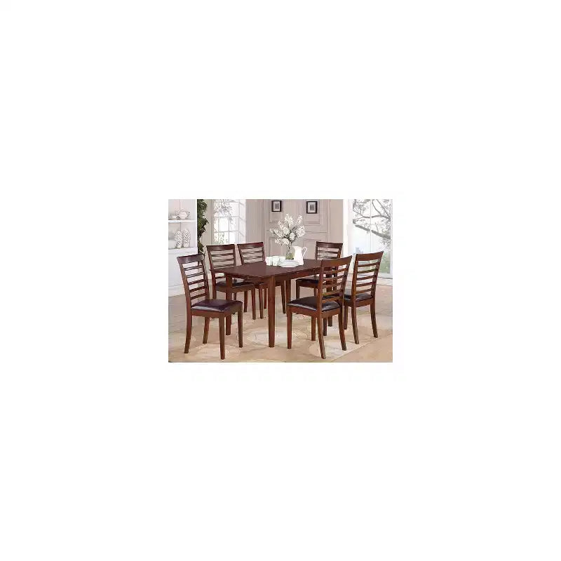 Schickes 7-teiliges Esszimmerset - Rechteckiger Tisch mit Einlegeplatte & 6 Stühlen - 81x152 cm