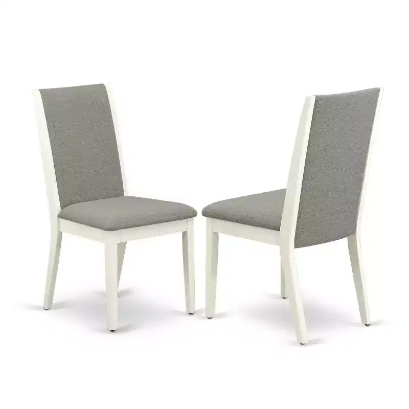 Modernes 3-teiliges Esszimmerset - Tisch & 2 Stühle - Leinenweiß-Finish