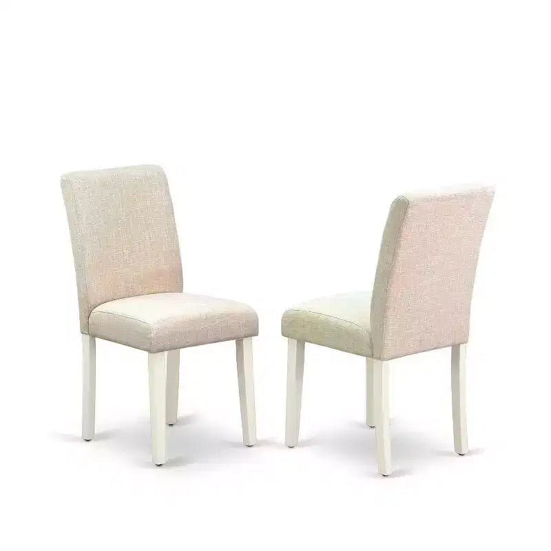 HomeStock 5-teiliges Esszimmer-Set, Leinenweiß, Massivholzplatte mit Klapptisch (für 4 Personen)