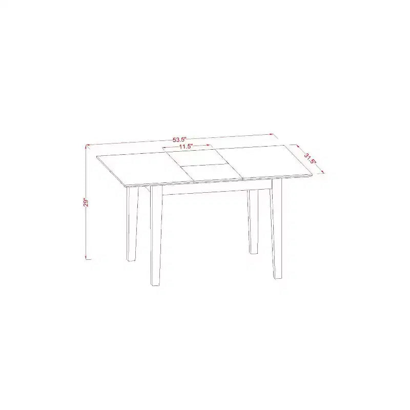 5-teiliges Esszimmer-Set mit rechteckigem Tisch aus massivem Holz in Schwarz (für 4 Personen)