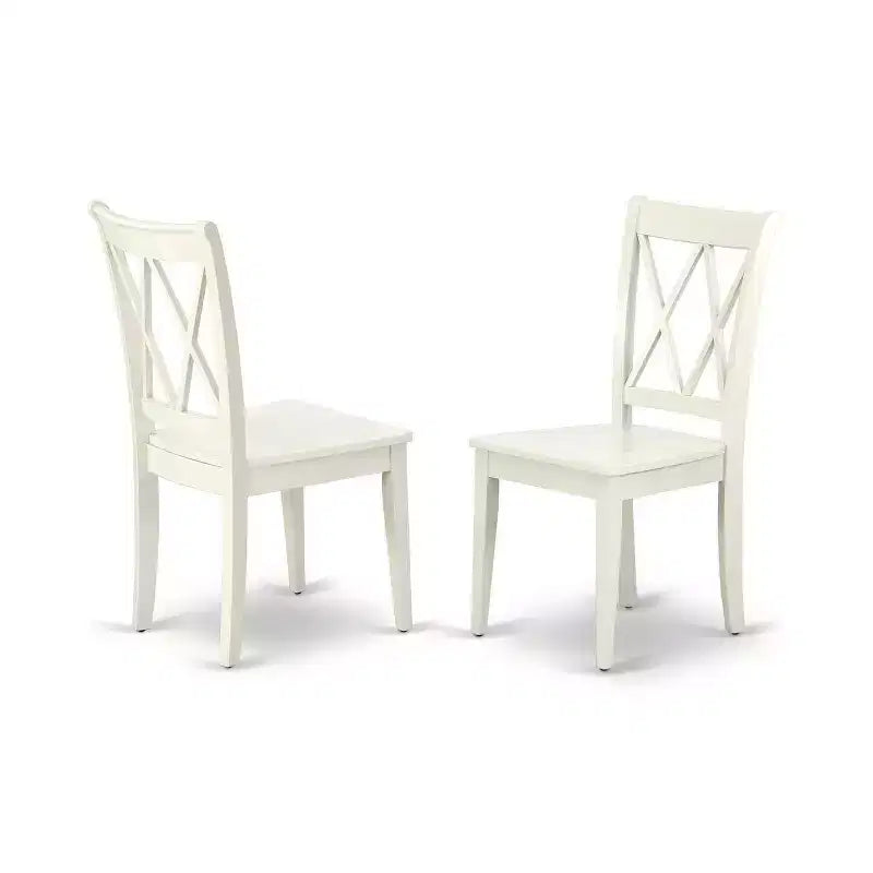 Esstisch-Set für 4 Personen – 5-teiliges Set aus rundem Küchentisch mit Stühlen – Charme der alten Welt – 107 cm – Leinenweiß