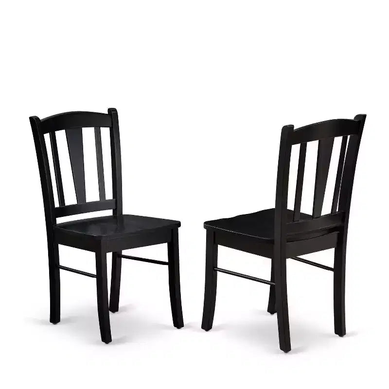 HomeStock 5-teiliges Esszimmer-Set mit Tischplatte aus Massivholz in Schwarz und 4 Stühlen