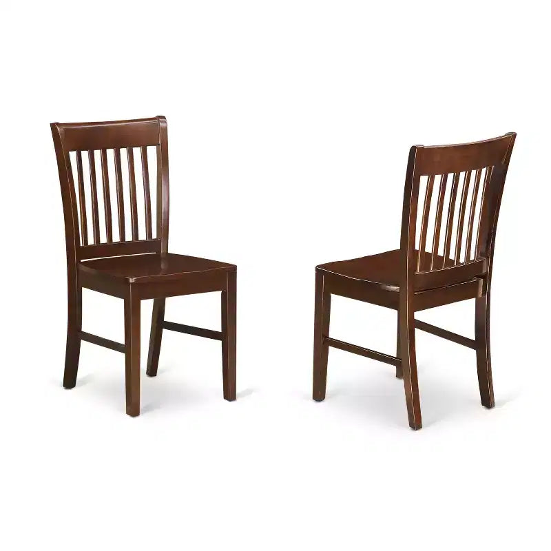 HomeStock 7-teiliges rechteckiges Esszimmertisch-Set mit Mahagoni-Finish, massiver Holzplatte und 6 Stühlen mit Lattenrücken, für 6 Personen