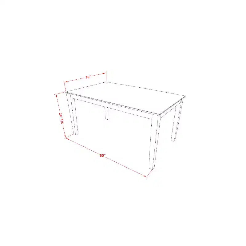 HomeStock 7-teiliges rechteckiges Esszimmertisch-Set mit Mahagoni-Finish, massiver Holzplatte und 6 Stühlen mit Lattenrücken, für 6 Personen