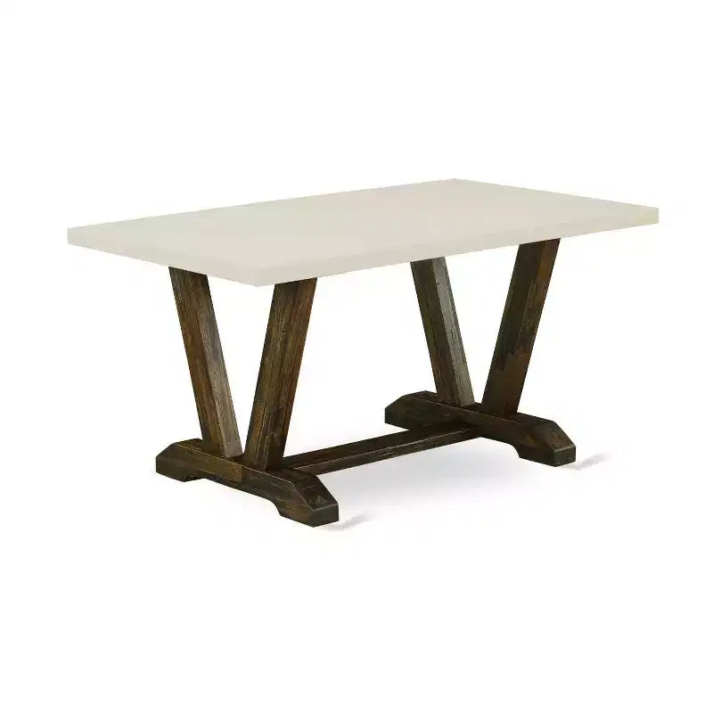 HomeStock 7-teiliges Esszimmer-Set – Massivholzplatte, rechteckig, mit Knopfheftung gepolsterte Stühle, mehrfarbig – für 4 Personen