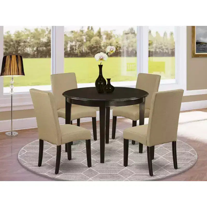 Rundes Küchentisch-Set, 5-teilig – 42-Zoll-Tisch & 4 Parsons-Stühle – Urbanes, modernes Design