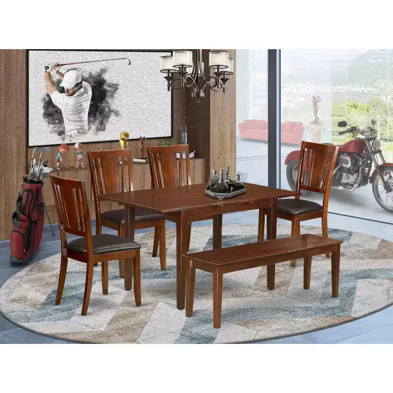 Modernes Essgruppen-Set – Tisch mit Einlegeplatte & Küchenstühle – Esszimmermöbel für kleine Räume