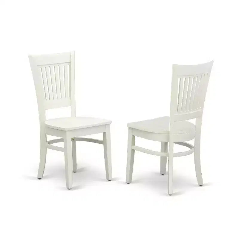 3-teiliges Küchentisch-Set mit Esszimmerstühlen – Runder Holztisch & Mid-Century-Stil – Oberfläche in Leinenweiß