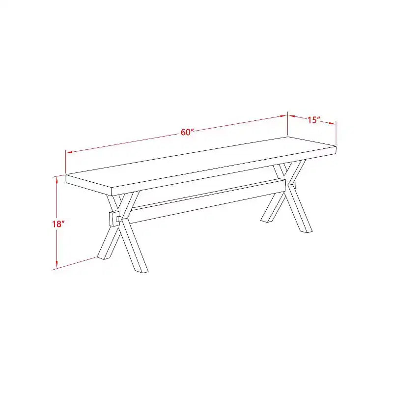 HomeStock 3-teiliges rechteckiges Esszimmertisch-Set mit 2 Bänken, massivem Holz und Eichenoptik