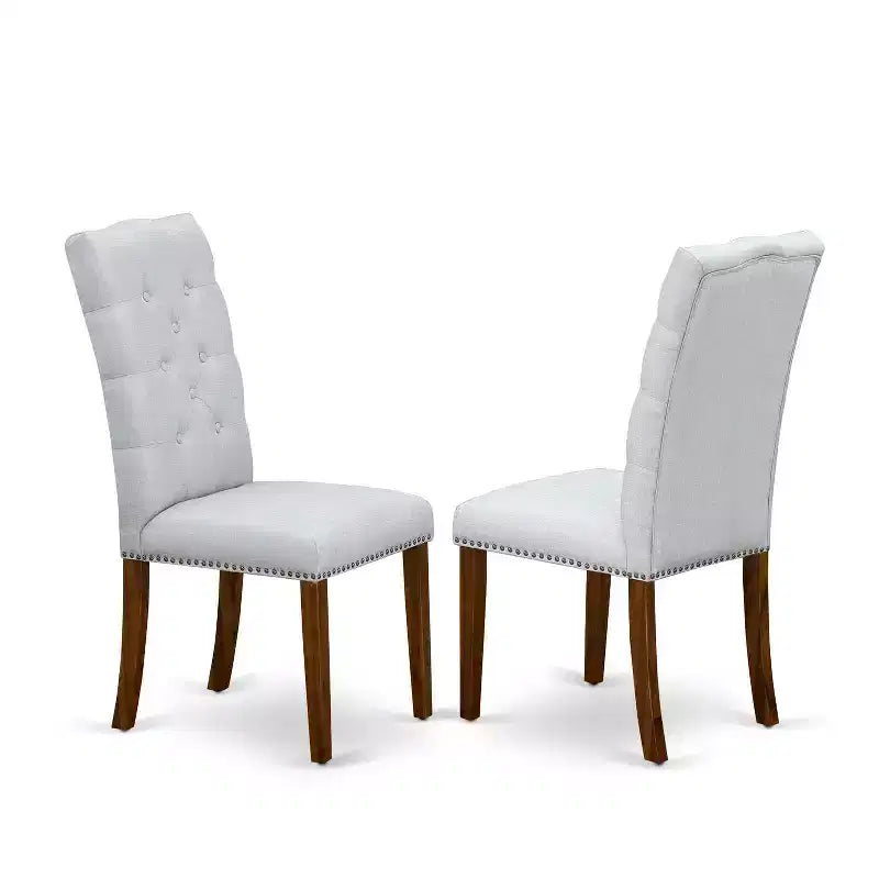 HomeStock 5-teiliges Esszimmerset, Tisch mit Massivholzplatte in Antik-Walnuss-Optik, 4 Stühle mit Gitterlehne und Klappfunktion