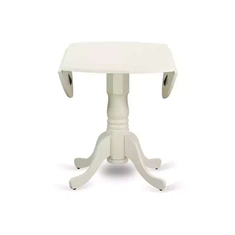 3-teiliges Esszimmer-Set, weißes Massivholz, runder Polsterstuhl-Tisch – für 4 Personen