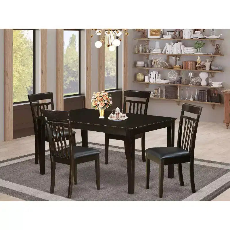 HomeStock 5-tlg. Essgruppe Cappuccino, Platte aus Massivholz - für 4 Personen