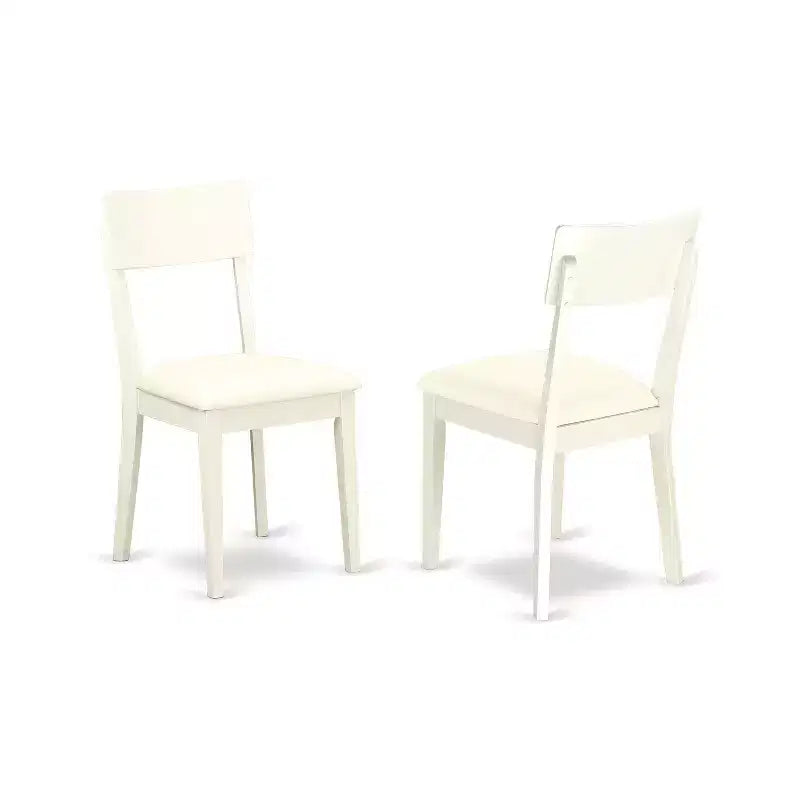 Mid-Century Essgruppe - 3-teiliges Set aus Tisch & Stühlen - Leinenweißes Finish - Runder Esstisch