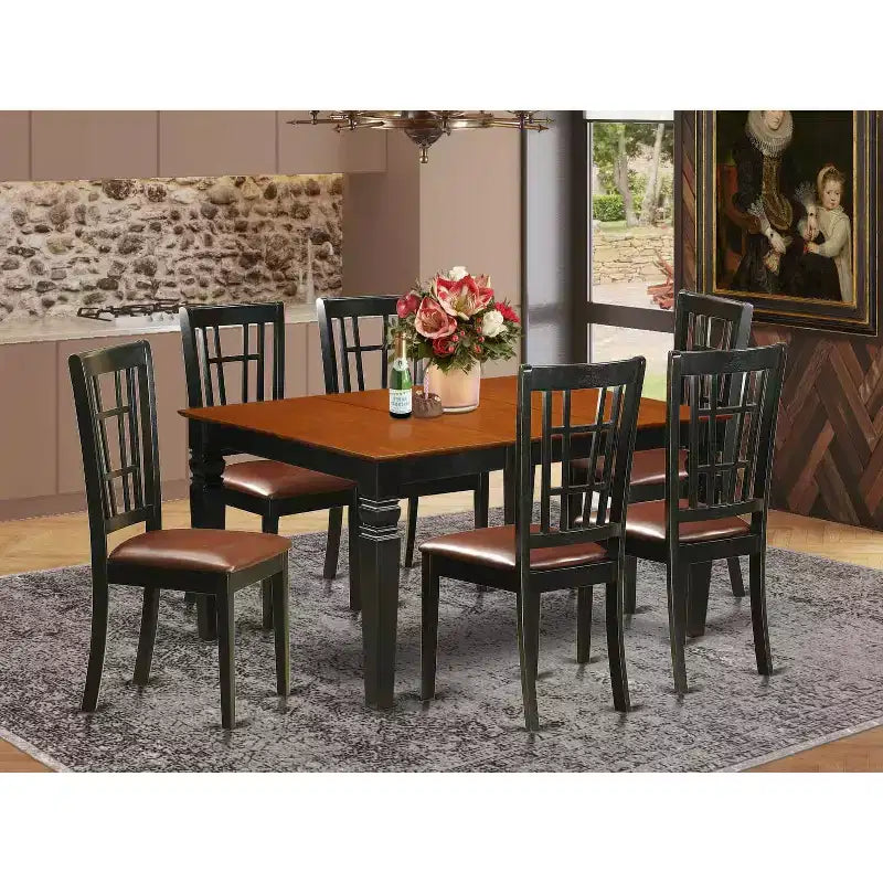Rustikales Ranch-Esszimmer-Set – Küchentisch & Stühle – 7-teiliges Holz-Set