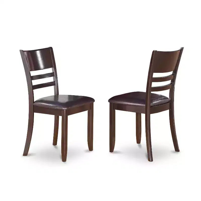 HomeStock 5-teiliges Esszimmerset, runder Tisch mit Cappuccino-Finish und Massivholzplatte, inklusive 4 Stühlen