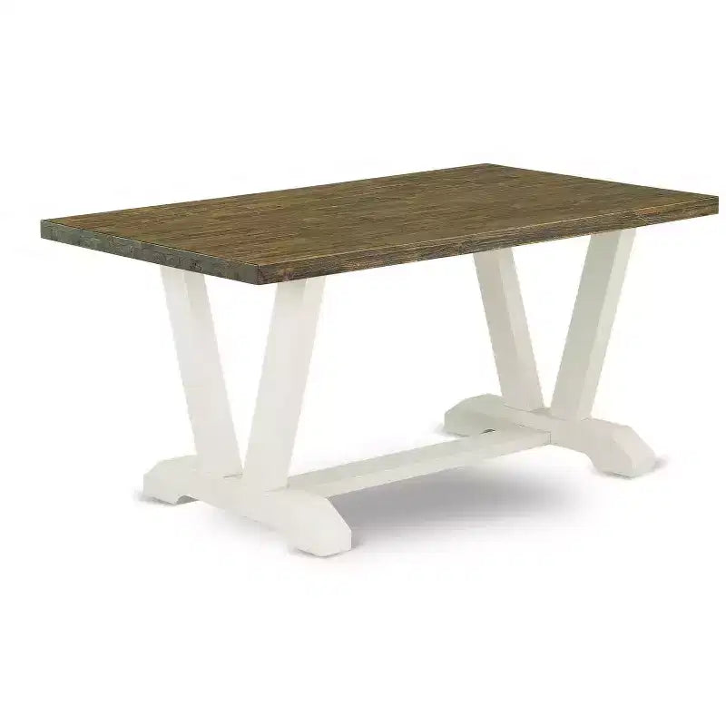 HomeStock 5-tlg. Essgruppe mit Tischplatte aus Massivholz in antikem Jacobean-Finish und 4 Parson-Stühlen