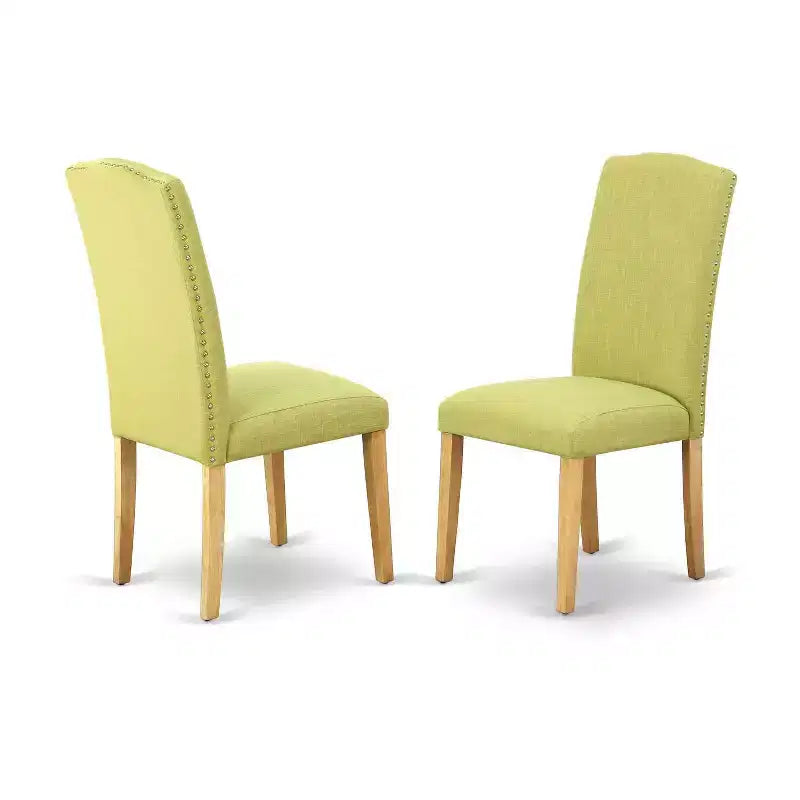 Neoklassizistisches Esszimmer-Set - 5-tlg. quadratischer Tisch & Parson-Stühle - Eichenbeine, Leinenstoff - 91 cm