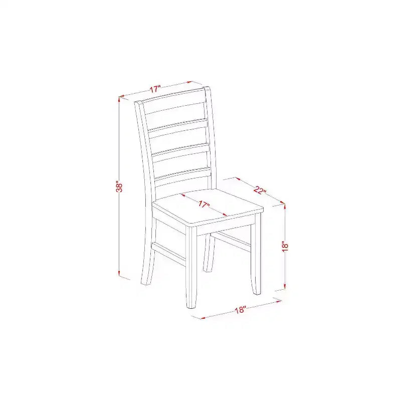 3-teiliges Esszimmertisch-Set mit quadratischem Tisch und Stühlen mit Leitersprossenlehne, Tischplatte aus Massivholz, in Schwarz und Kirschbaum-Optik