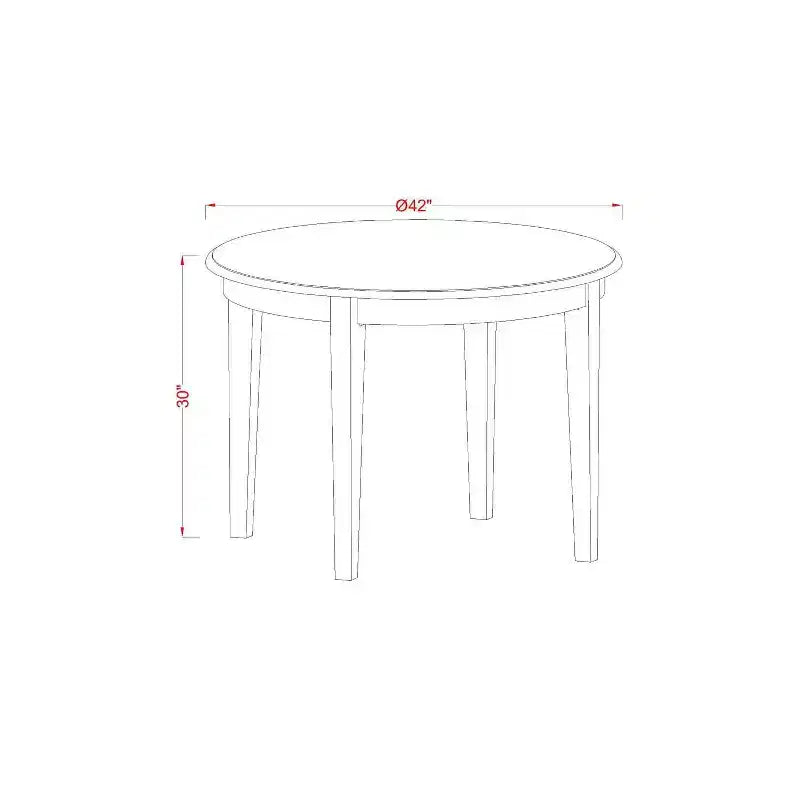 5-teiliges Esszimmerset - Runder Küchentisch & 4 Esszimmerstühle - 107 cm - Leinenweiß