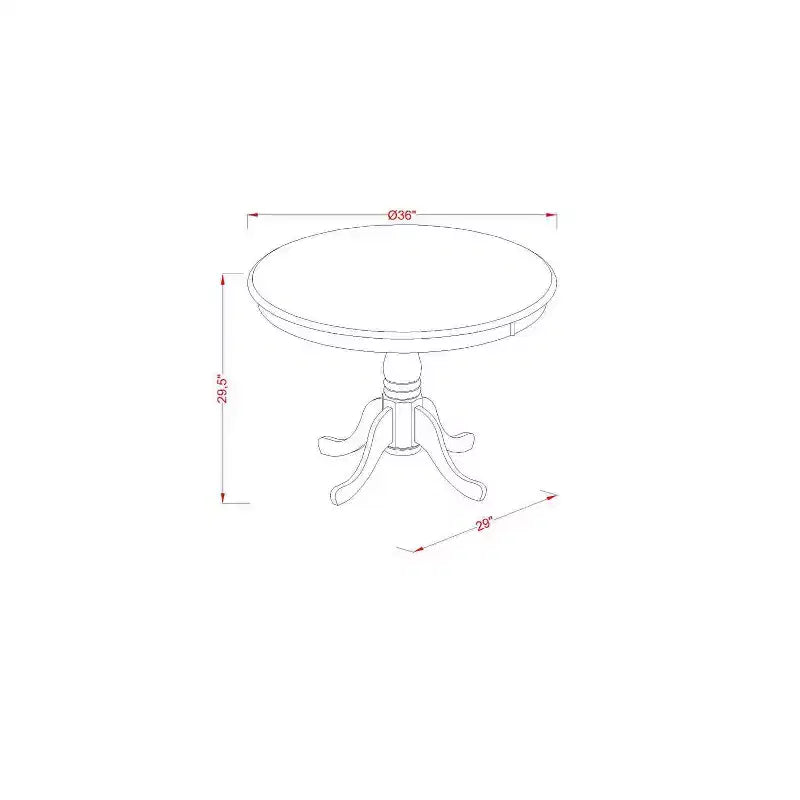 3-teiliges Esszimmer-Set mit runder Massivholzplatte in Antik-Walnuss-Optik und gepolsterten Stühlen – für 4 Personen