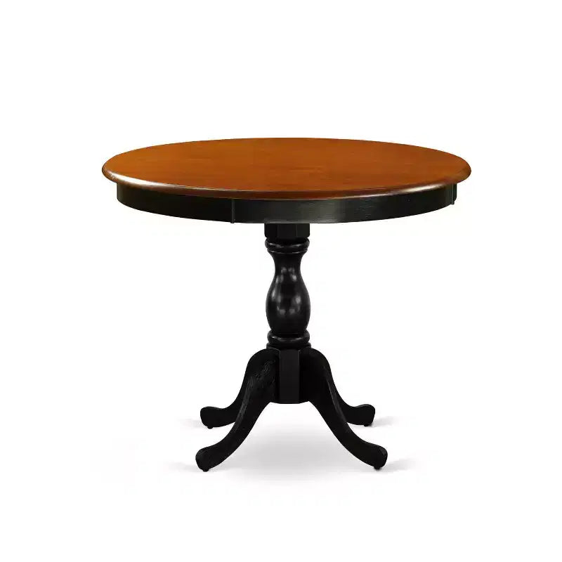3-teiliges Esszimmer-Set, Tischplatte aus Massivholz in Schwarz und Kirschbaum-Optik, mit Stühlen mit hoher Rückenlehne, für 4 Personen