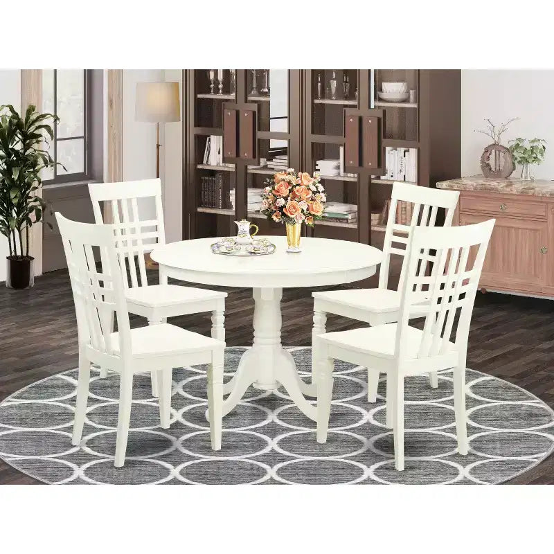 Rundes Essgruppenset - 5-teiliges Küchen-Tisch- & Stuhlset - Südwest-Stil - Schwarzkirsch-Finish