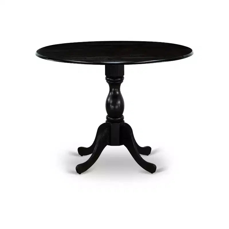 3-teiliges Esszimmer-Set mit Tischplatte aus gebürstetem Massivholz in Schwarz – mit Knopfheftung – für 4 Personen