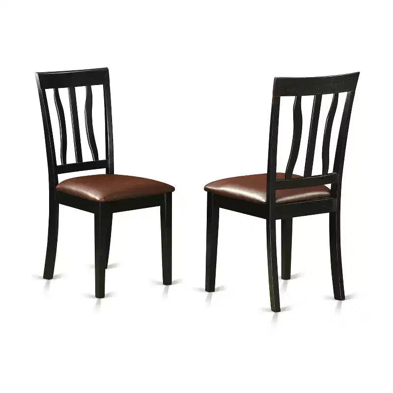HomeStock 5-teiliges Esszimmerset, Tisch mit Massivholzplatte in Schwarz und Kirschbaum-Optik, inkl. 4 Stühlen