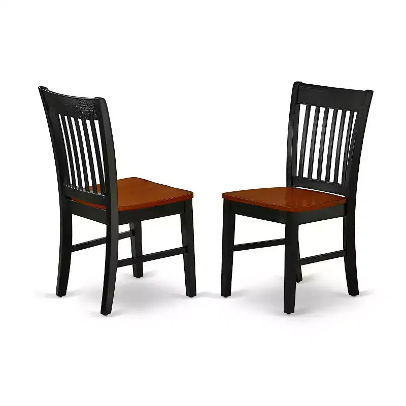 HomeStock 7-teiliges rechteckiges Esszimmerset mit Tischplatte aus Massivholz in Schwarz und Kirschbaum-Optik, inklusive 6 Stühlen