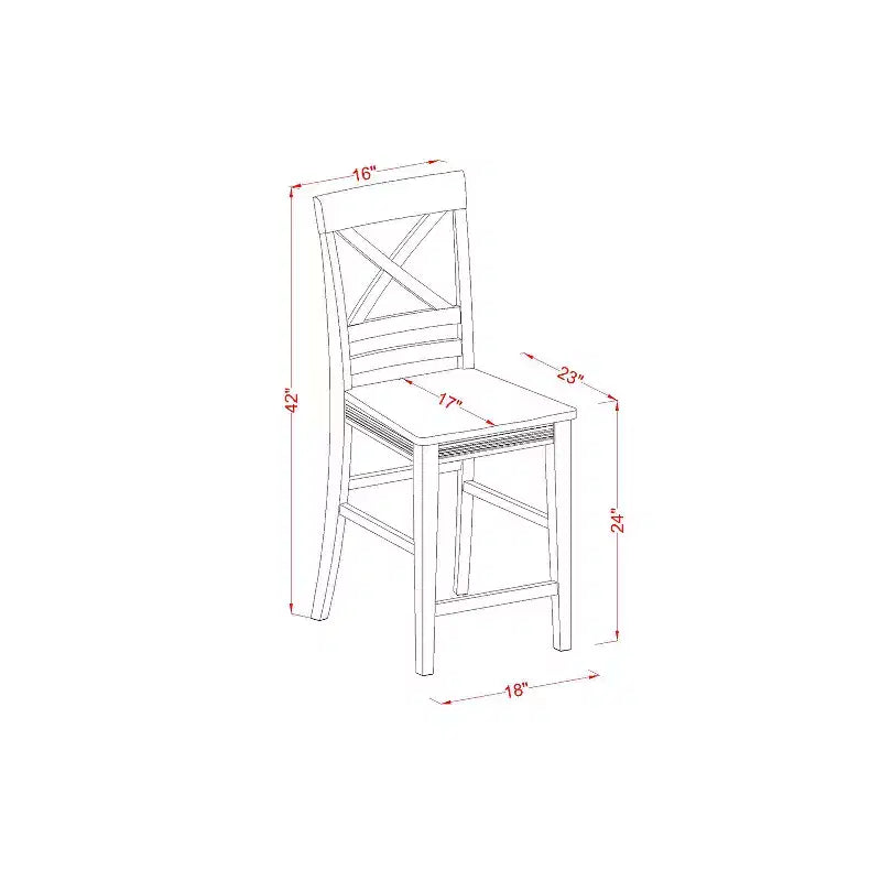 Tresentisch-Set – 3-teiliges Esszimmerset – 42-Zoll-Rundtisch & 2 Stühle – Oberfläche in Schwarzkirsche