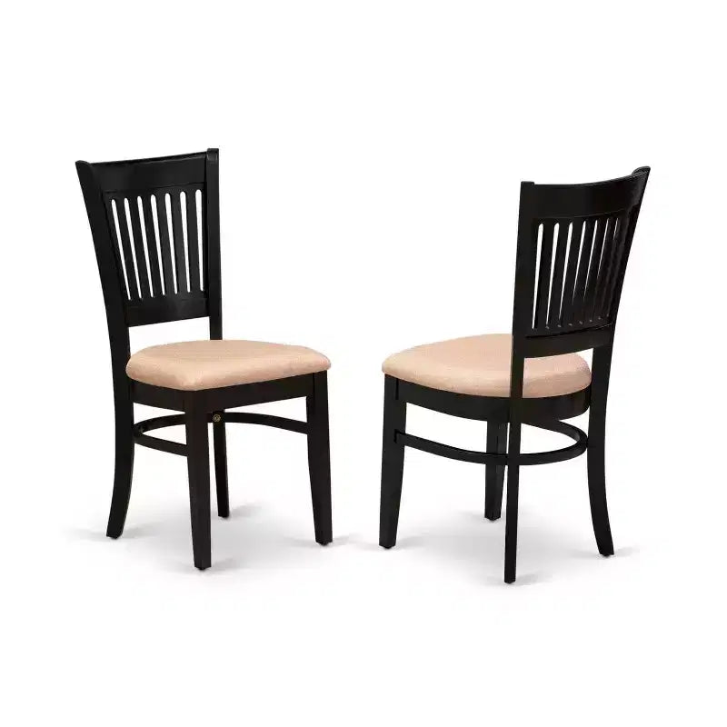 3-teiliges Esszimmer-Set, schwarzes Finish, Massivholzplatte – für 4 Personen