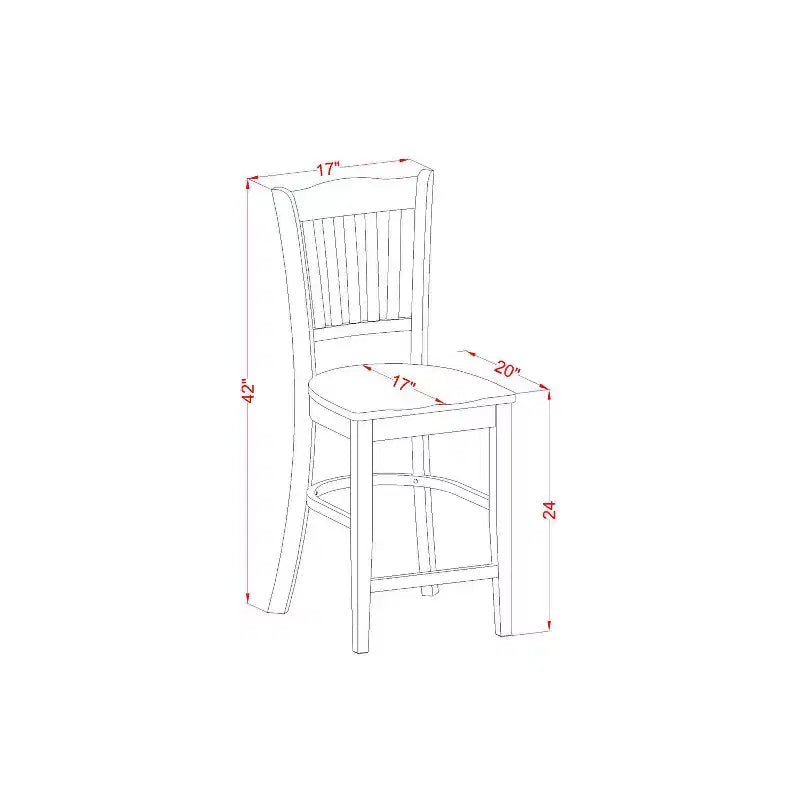 5-teiliges Esszimmer-Set Coastal – Runder Tisch & 4 Stühle – Ausführung in Buttermilch & Kirschbaum