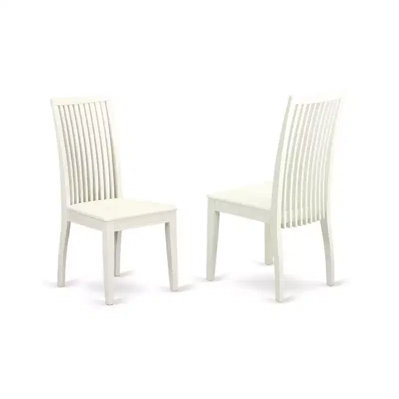 5-teiliges Esszimmer-Set, weißes Leinen-Finish, Tischplatte aus Massivholz, für 4 Personen