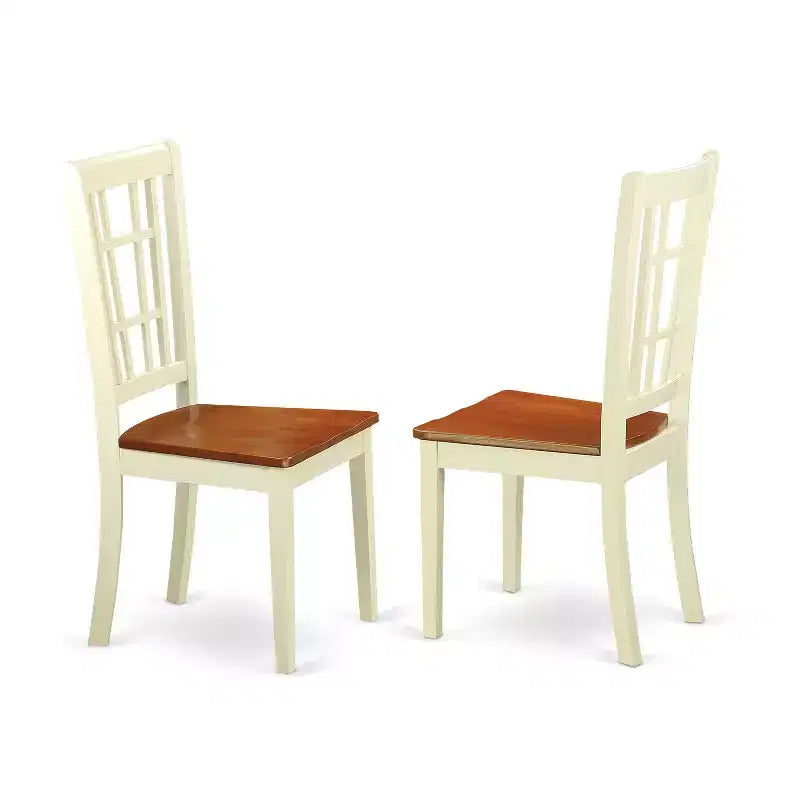 HomeStock 3-teiliges Esszimmertisch-Set mit Massivholzplatte, Buttermilch- und Kirschbaum-Finish
