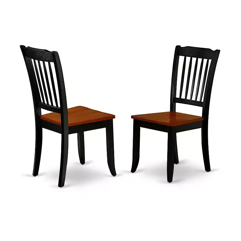 HomeStock 7-teiliges Esszimmerset mit ovalem Tisch in Schwarz und Kirschholz-Optik aus Massivholz und 6 Stühlen mit Lattenrückenlehne